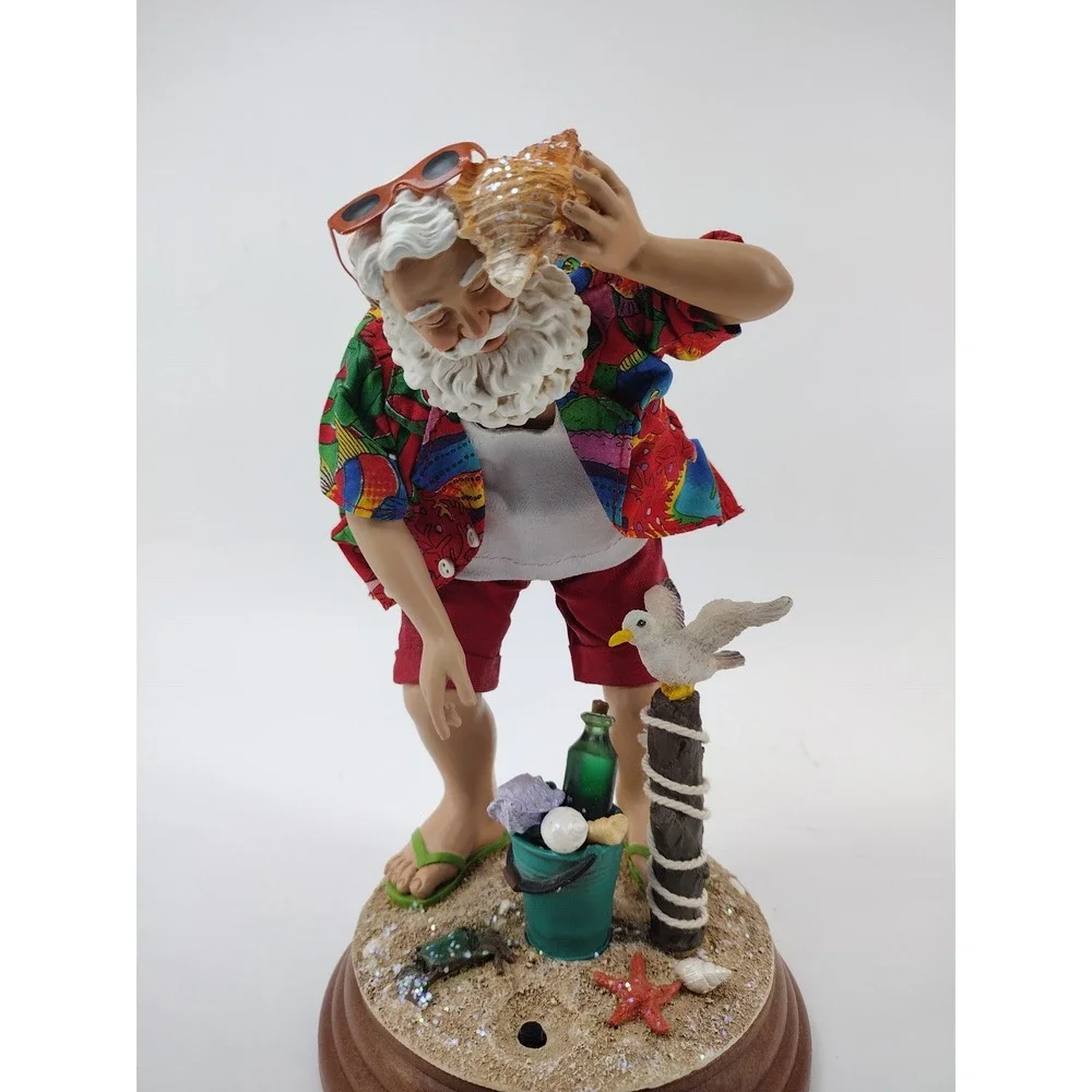Kurt S Adler Fabriche Beach Santa Shell Tropical Hawaiian Christmas Figurine